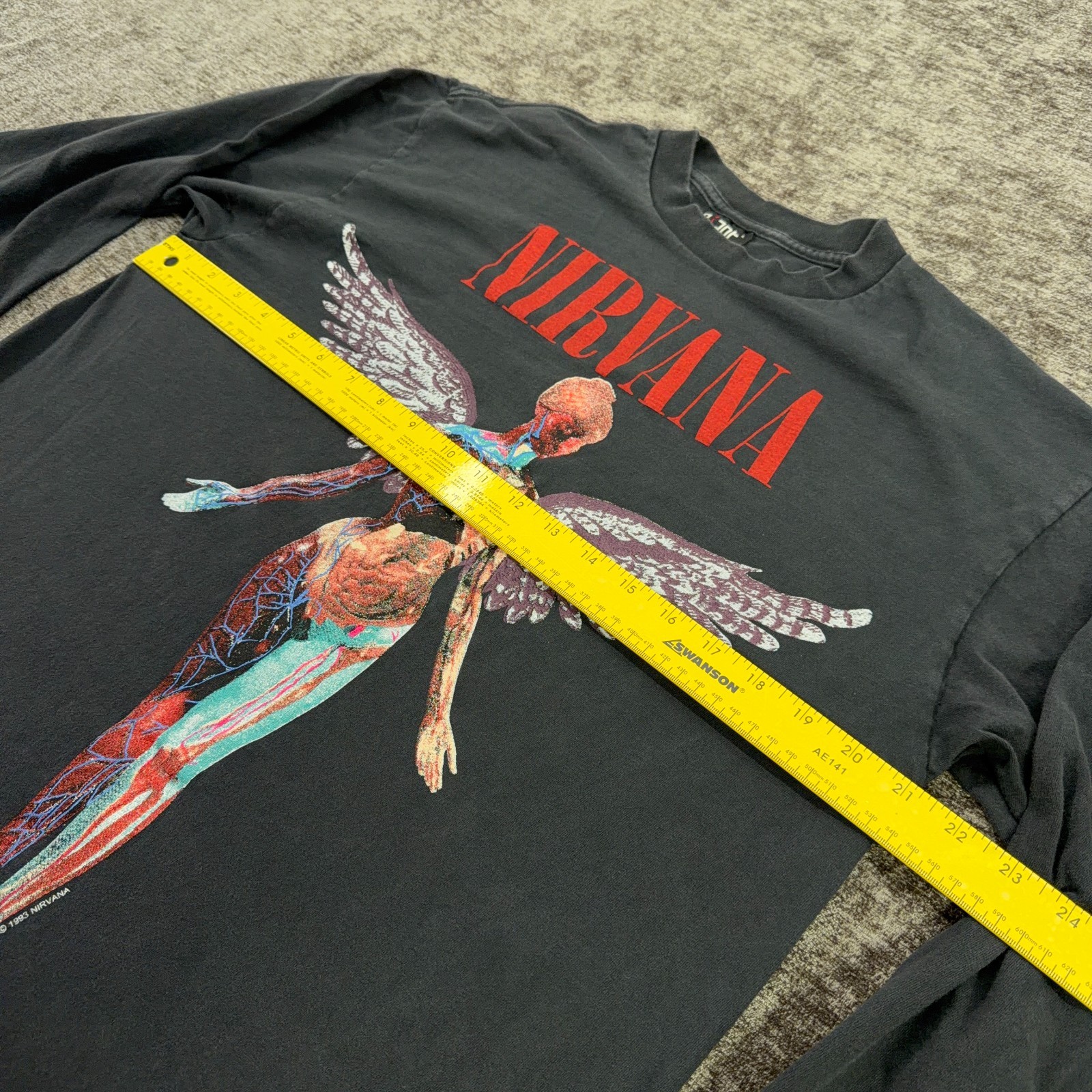 Nirvana T-Shirt Med Black In Utero 1993 Band Vintage Reprint Single Stitch Tag:L gallery