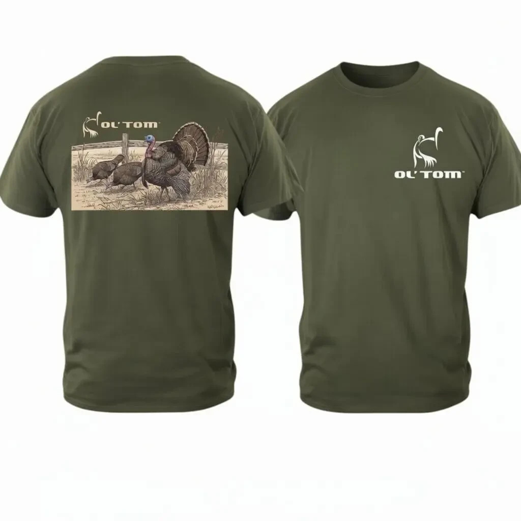 Ol’ Tom Outdoors Retro Turkey Graphic Hunting T-Shirt