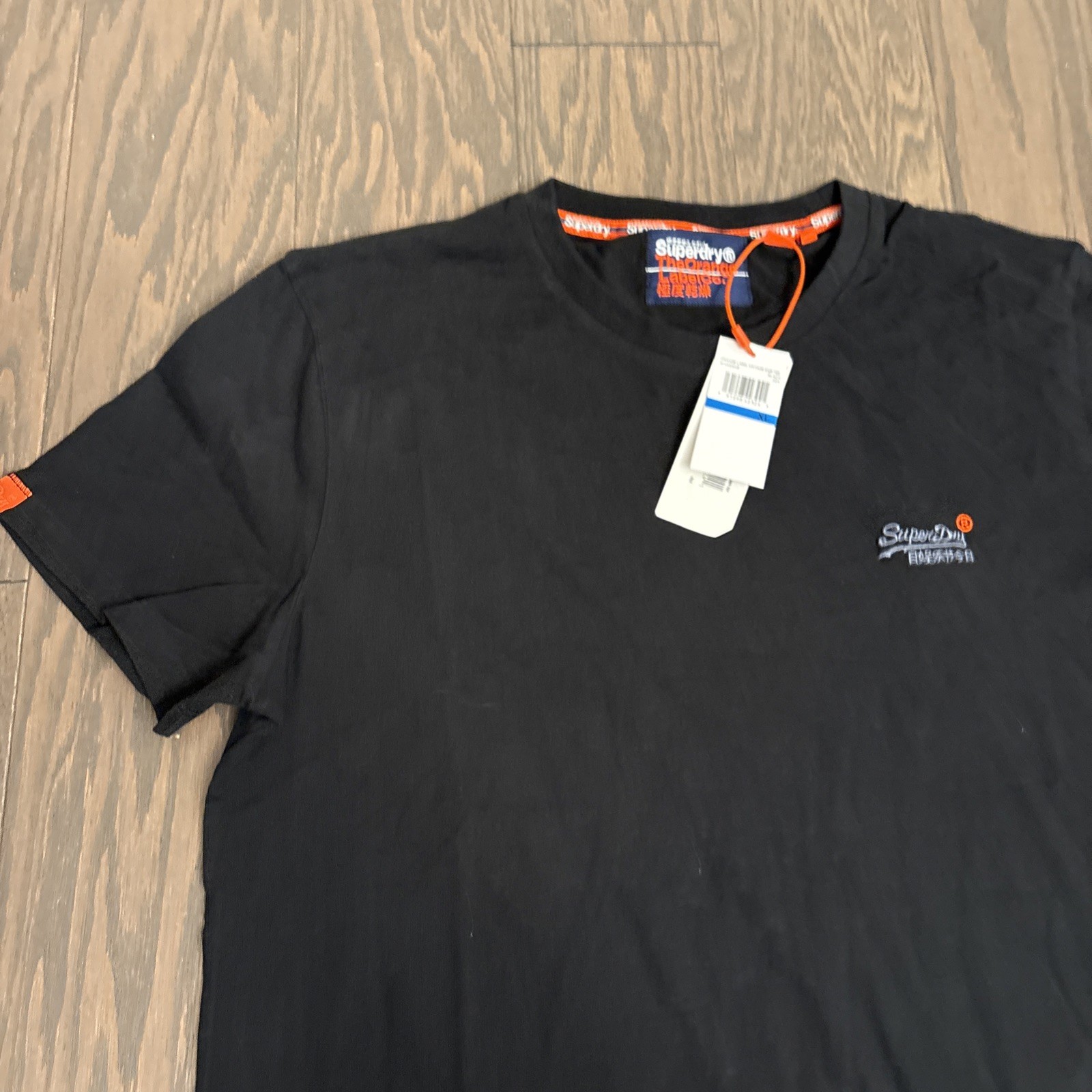 NWT Superdry Orange Label Vintage Emb Tee Black Cotton T-Shirt Crew Neck Size XL gallery