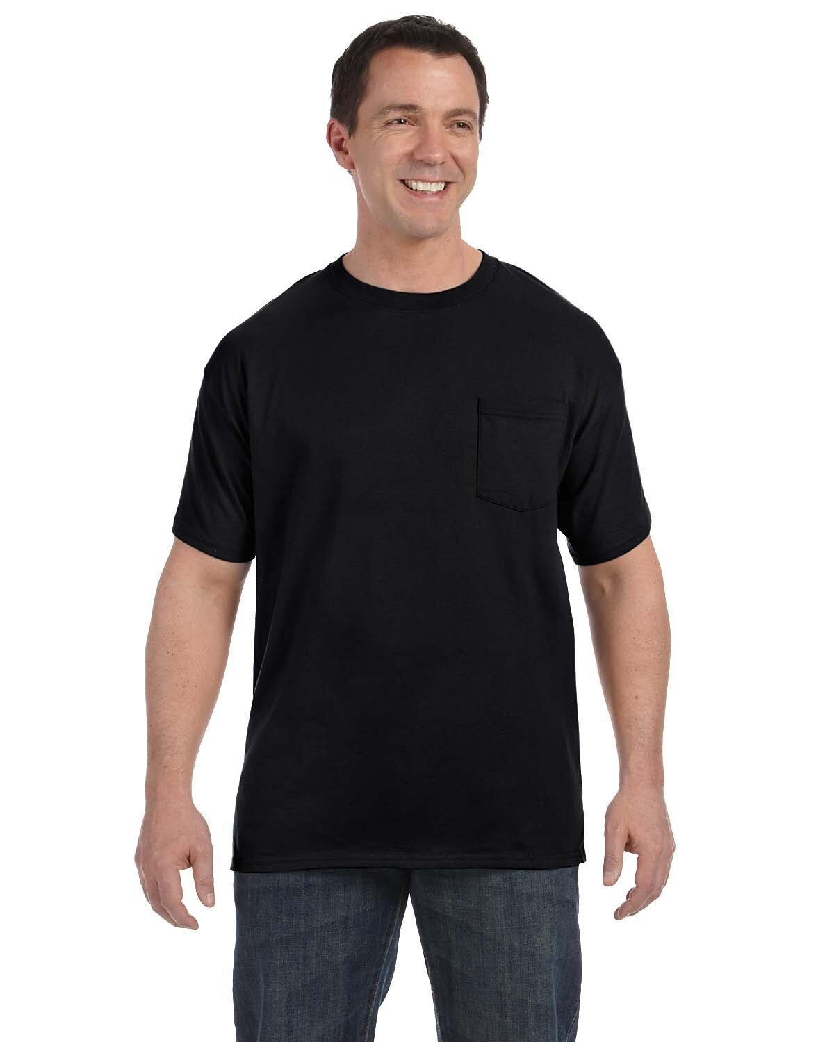 5 PACK OF Hanes Men 6.1 oz Preshrunk Cotton Short Sleeves Pocket T-Shirt - H5590 gallery