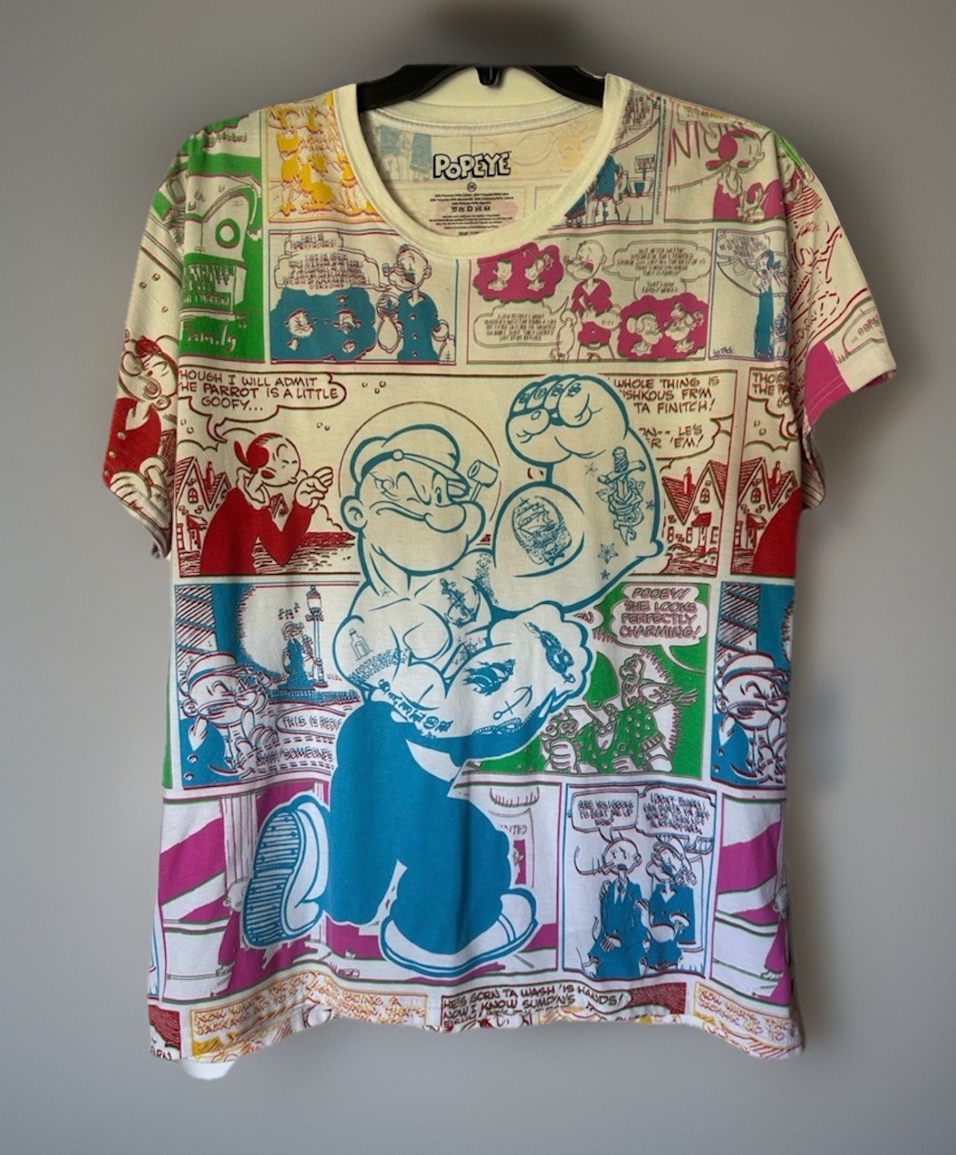 Popeye The Sailor Man Multi Color Men’s Size 3XL Comic Print Style Shirt EUC