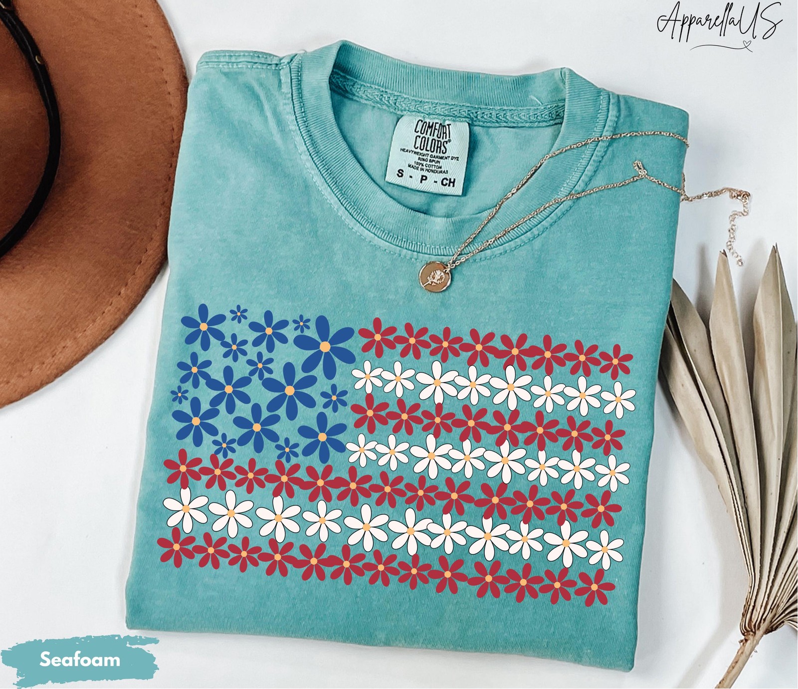 Comfort Colors Floral American Flag Shirt Patriotic 4th of July Tee