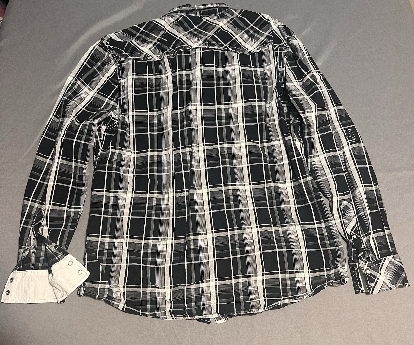 Western Plaid Snap Button Up long sleeve Shirt BKE Buckle Mens Standard XL gallery
