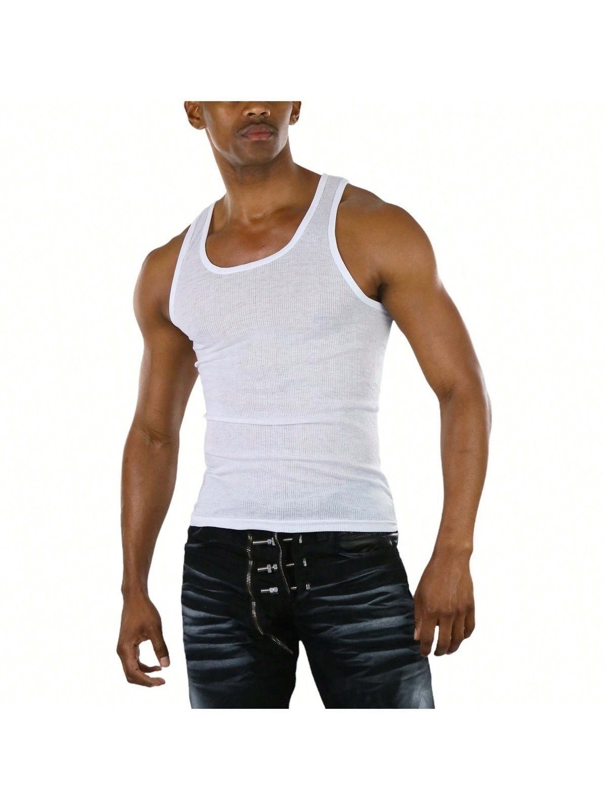 ToBeInStyle Men's Slim Fit Shallow Scoop Neck Sleeveless A-Shirts gallery