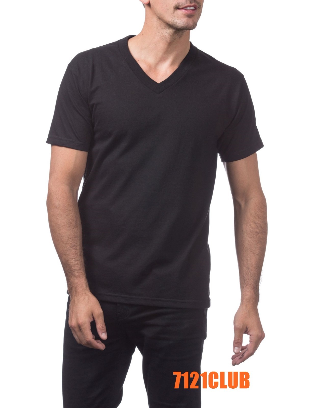 PRO CLUB MENS HEAVYWEIGHT V NECK T SHIRT PROCLUB SHORT SLEEVE BLACK BIG AND TALL gallery