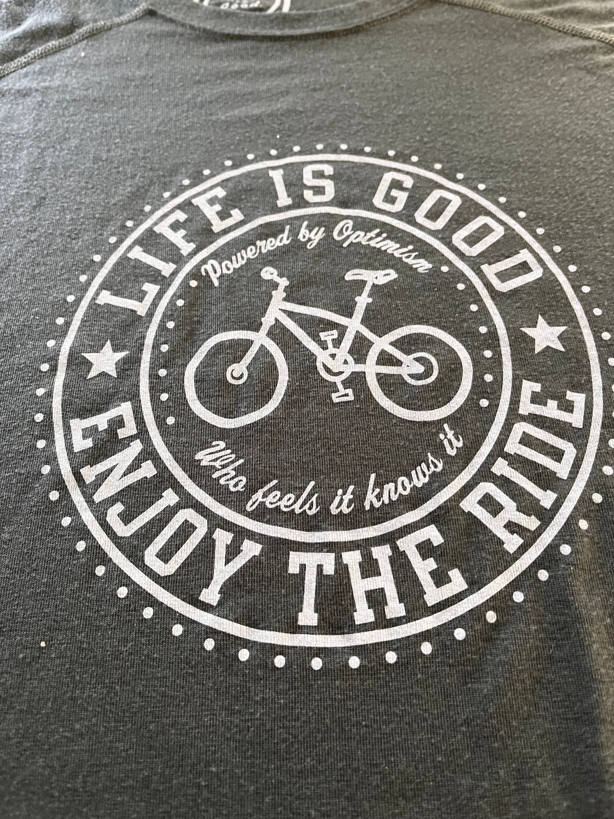 Life is Good Enjoy The Ride Bicycle Graphics Semi-Fitted GREEN T-Shirt Men's L gallery