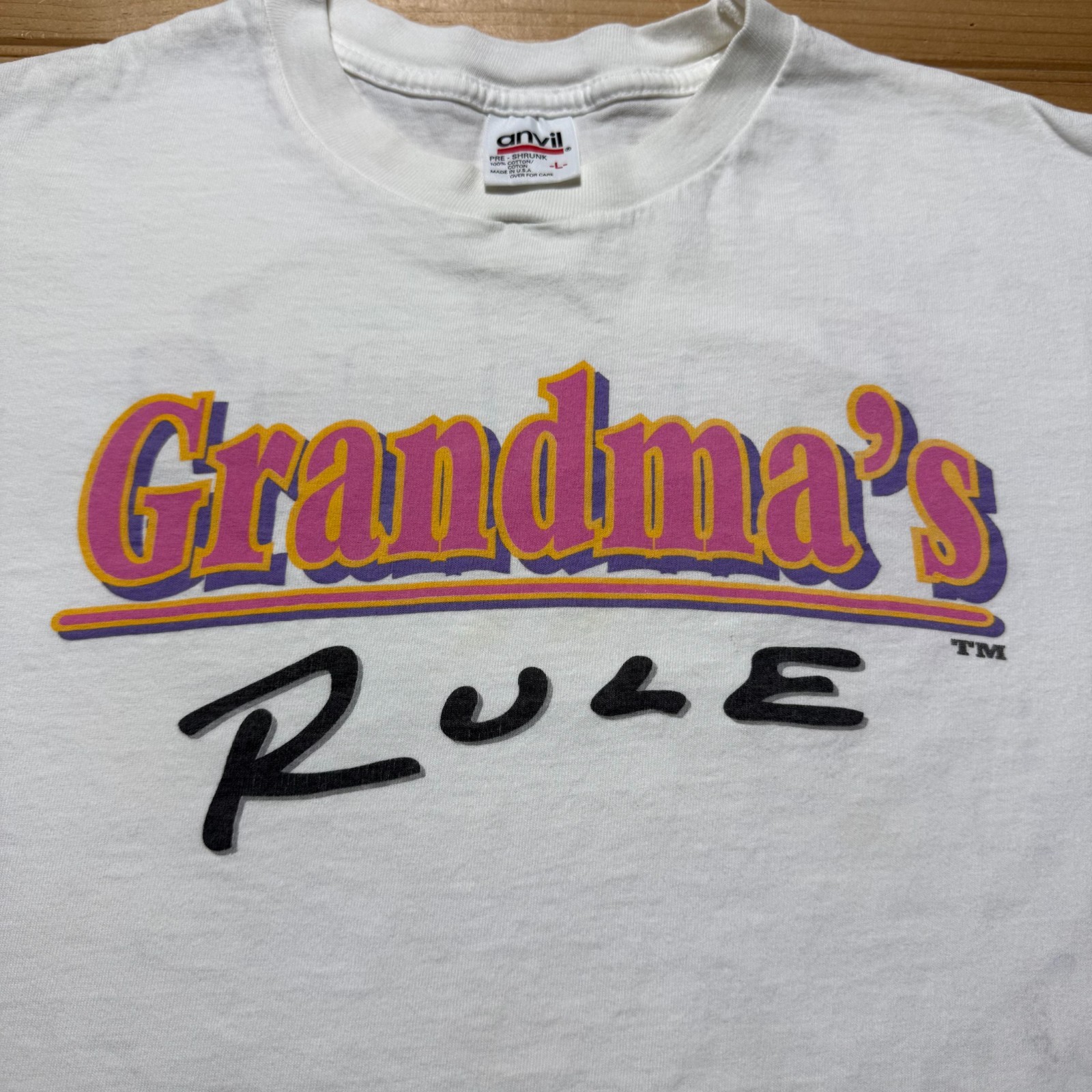 Vintage 90s Grandma's 10-Rules Quote Funny Humor Graphic T-Shirt USA - Large gallery