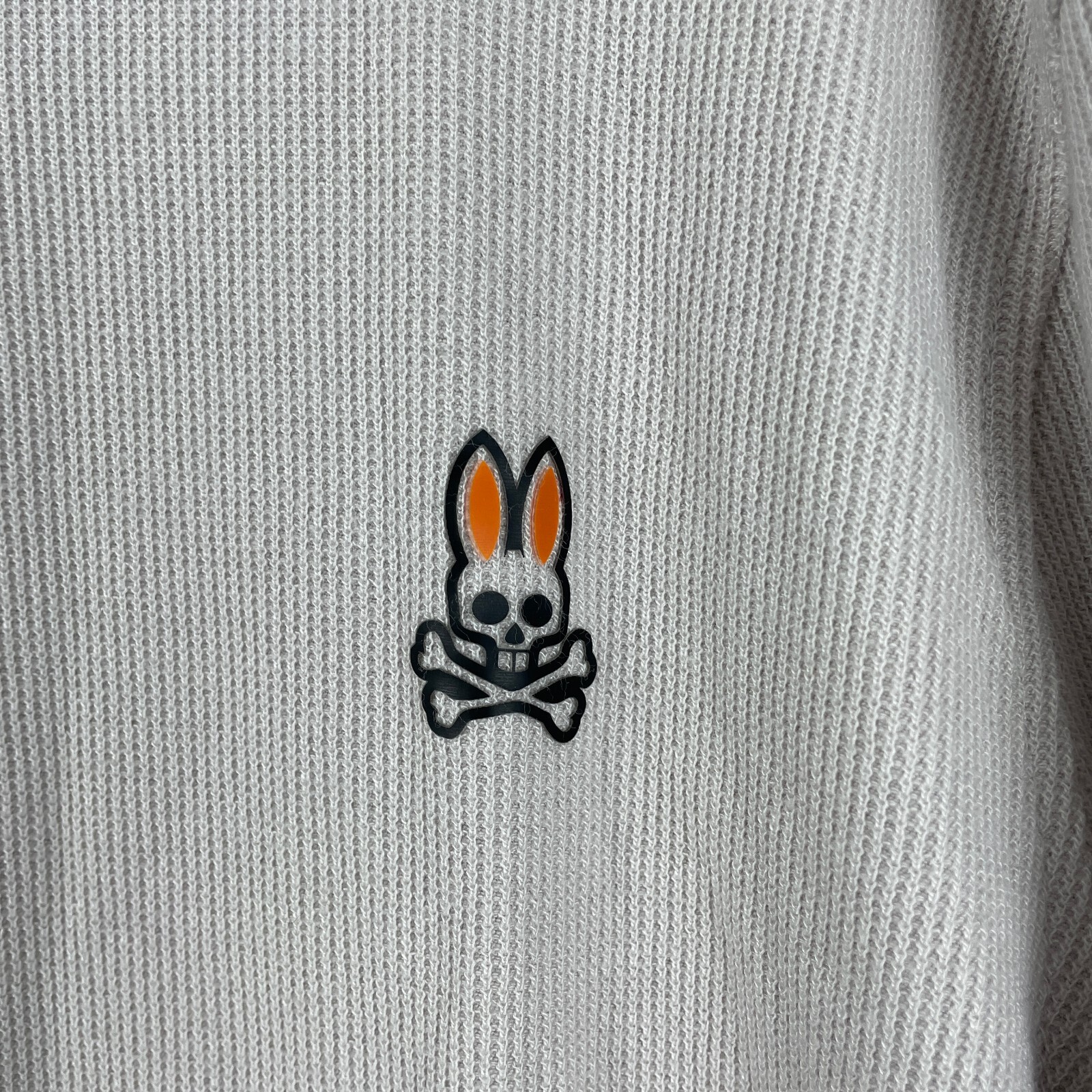Psycho Bunny T-Shirt Mens Large L Beige Gray Tipped Waffle Knit Thermal Lounge gallery