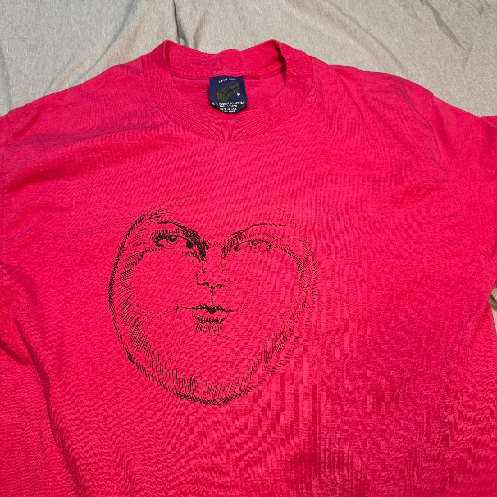 True Vintage Man in the Moon Pink Shirt Size Large Celestial Fairy Zodiac Mystic gallery