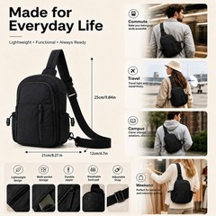 Crossbody Sling Backpack for Women, USB Port, Water Resistant