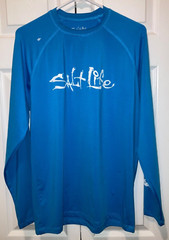 Salt Life Mens Blue Poly Spandex Long Sleeve Water Shirt 50 UPF Size S