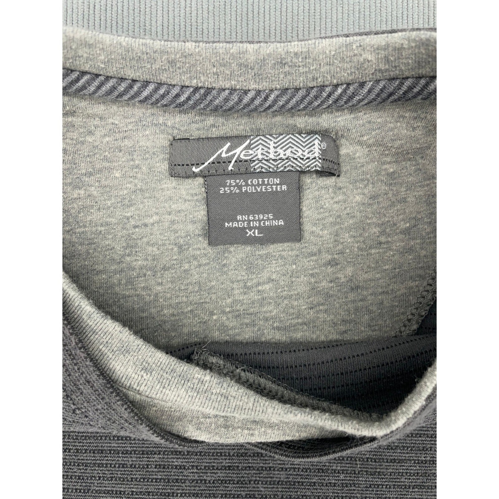 Method Mens XL Charcoal Gray Micro Stripe V-Neck Long Sleeve Pullover Shirt gallery