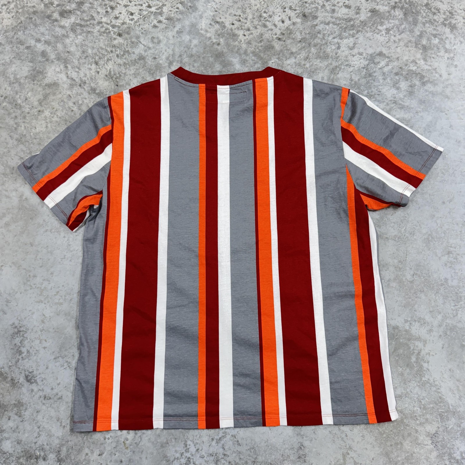 Guess Originals Shirt Mens Large Red Gray Orange White Stripe Triangle Graphic gallery