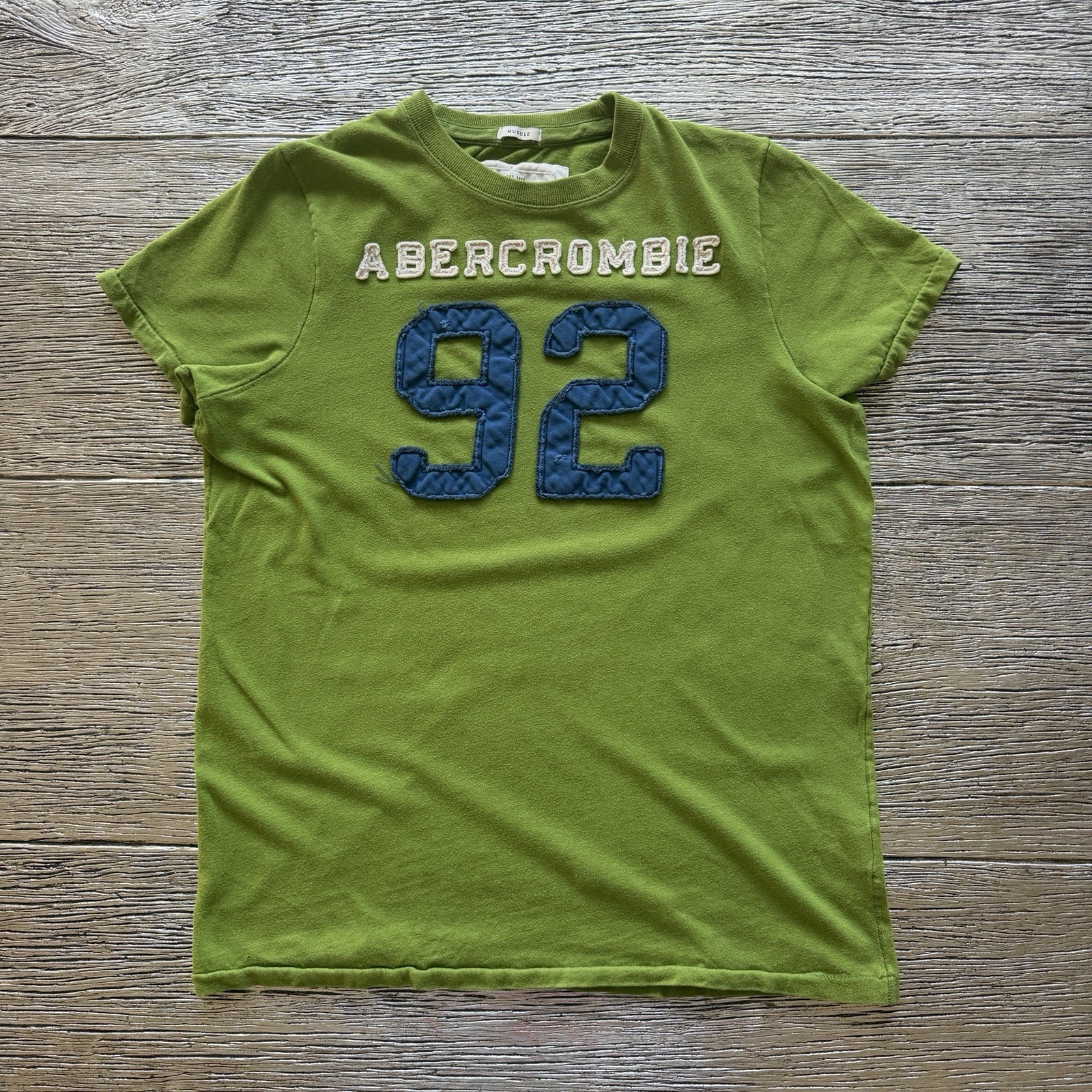 Vintage Abercrombie & Fitch Green Muscle Shirt Size Large Y2K