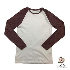 Pull & Bear T Shirt Mens M Medium Raglan Crew Lightweight Long Sleeve Cotton