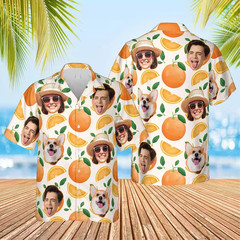 Orange Custom Face Hawaiian Shirt Summer Beach Button Aloha BT1207
