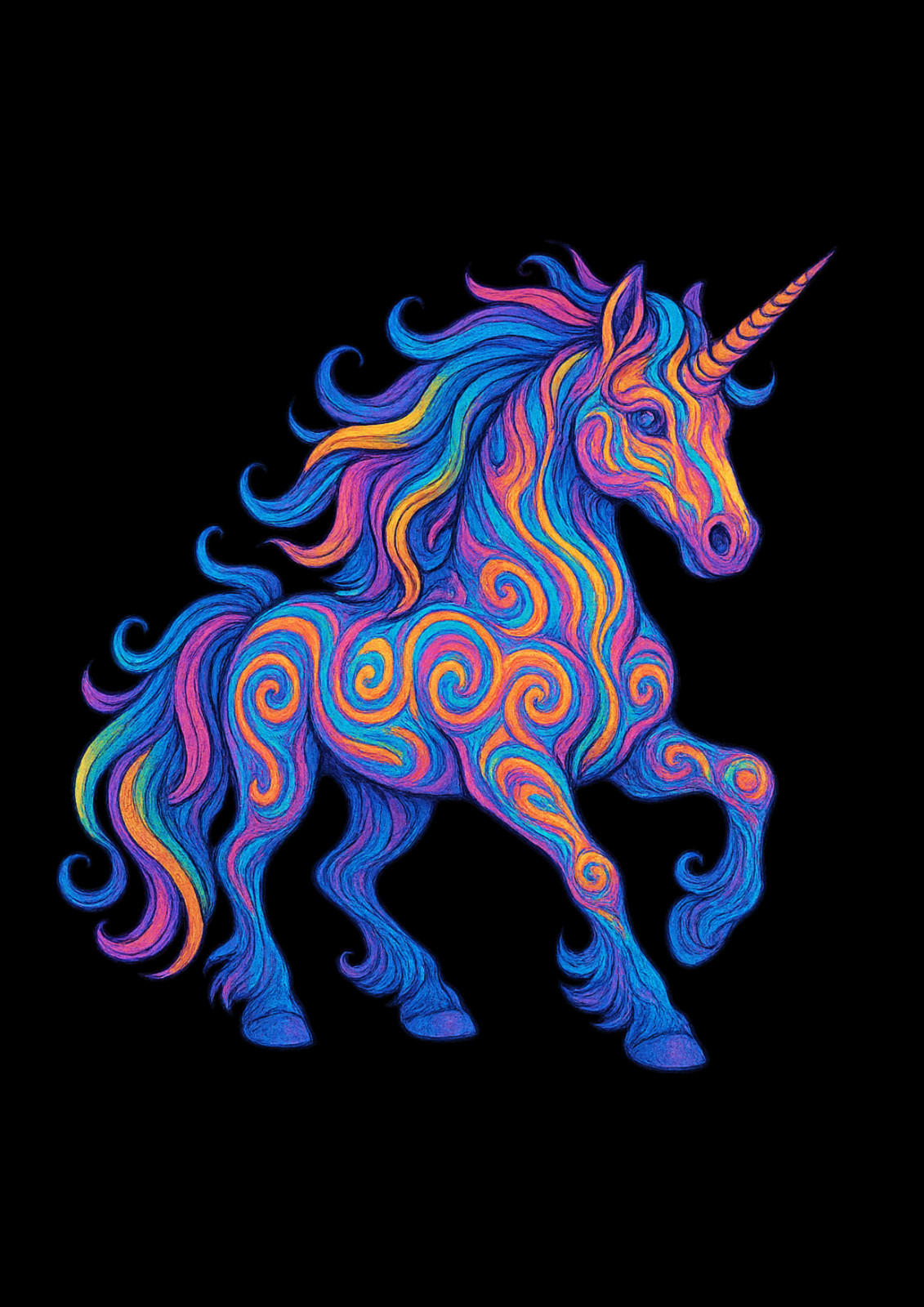 Rainbow Swirl Unicorn Graphic T-Shirt - 100% Cotton Fantasy Tee gallery