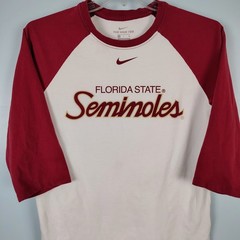 Nike Florida State Seminoles Baseball Raglan Tee White Maroon Small Dri-FIT