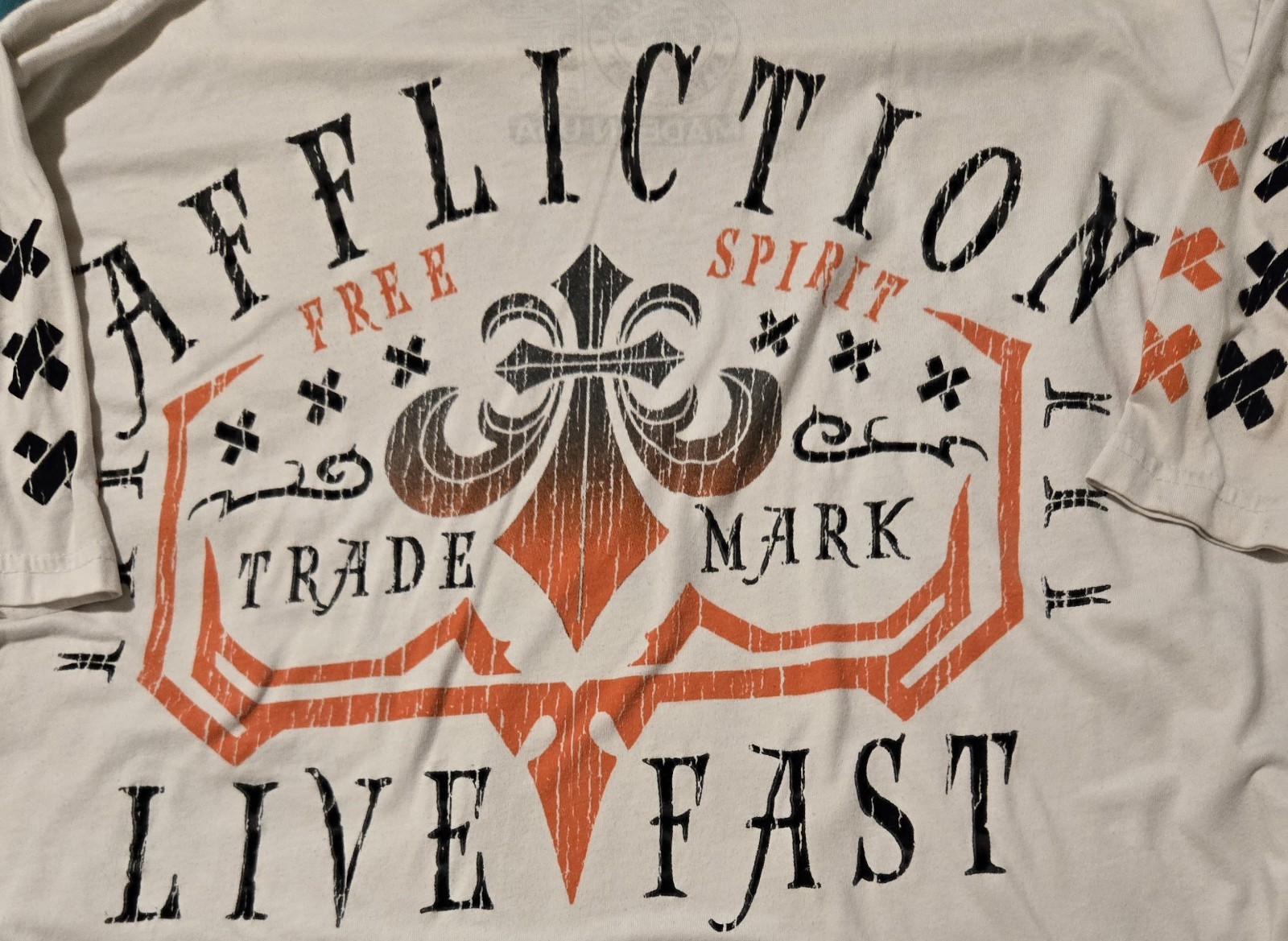 Affliction Men's 2XL Live Fast Graphic Print Cotton T-Shirt SS Crew White gallery