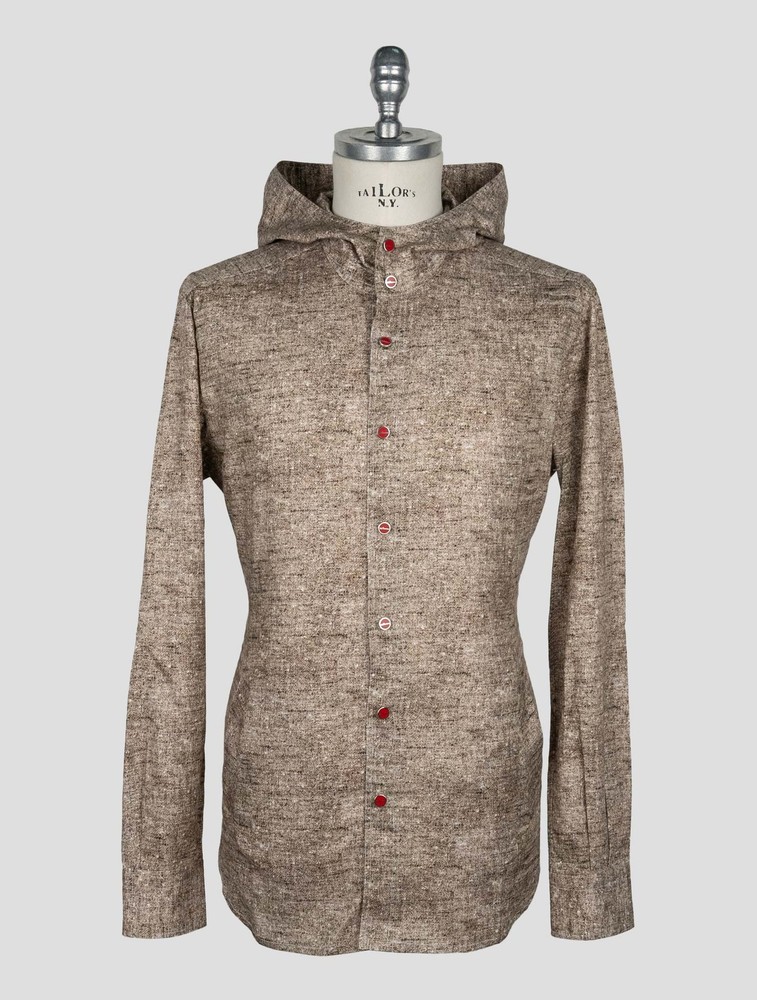 NEW KITON BROWN COTTON SHIRT MARIANO EU 54 – US 44 – XL KME50