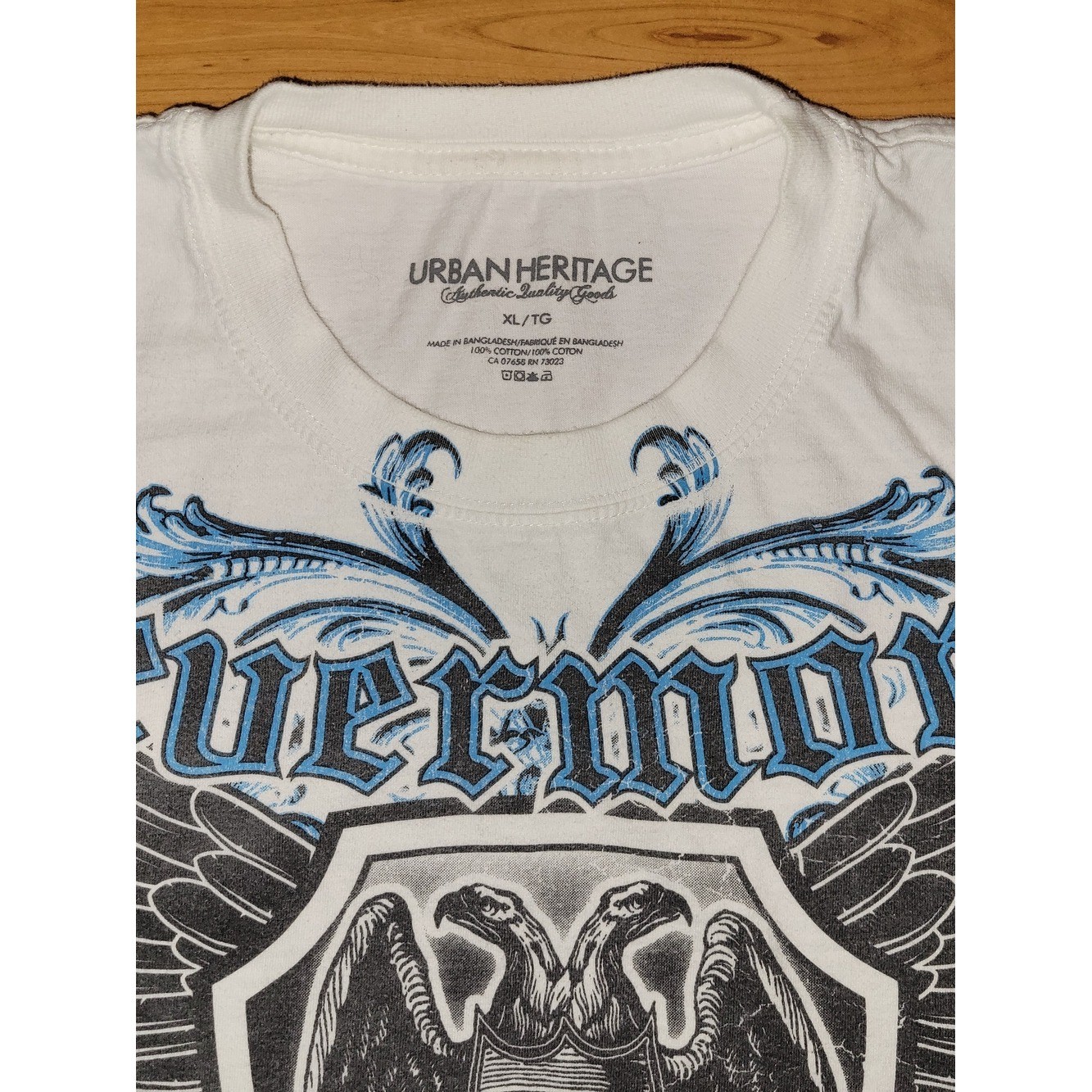Y2K Urban Heritage Bold Blue And Black Grunge Eagles Wings Nevermore Graphic, XL gallery