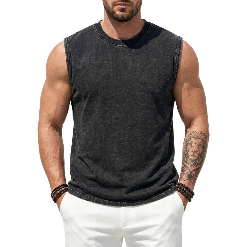 Men's Washed Cotton Sleeveless Tank Top Loose Fit Summer Vest ✅ Buy 2 Save More gallery