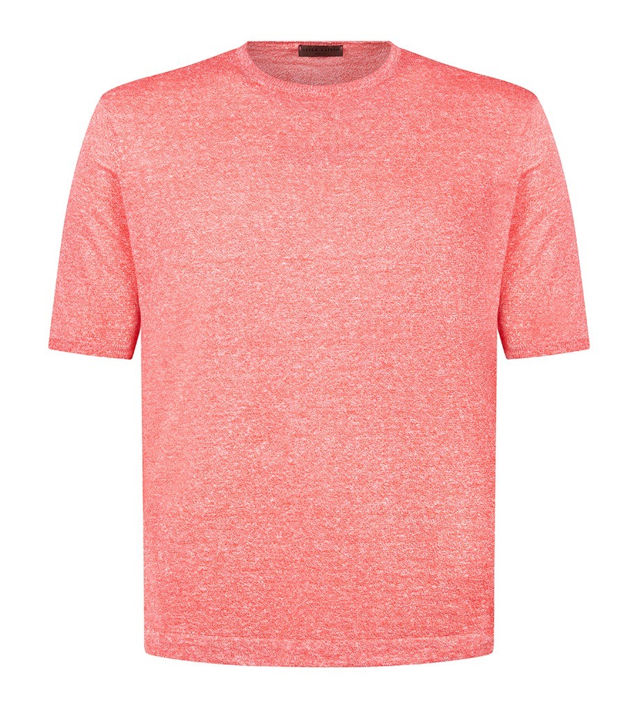 STILE LATINO t-shirt linen cotton EU 56 US 46 red melange normal fit gallery