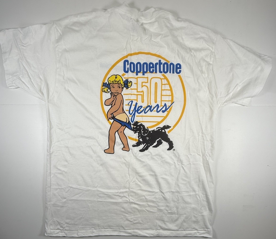 Vintage Coppertone Sunscreen T-Shirt XL 50 Years Girl Logo Delta 90s Made In USA gallery