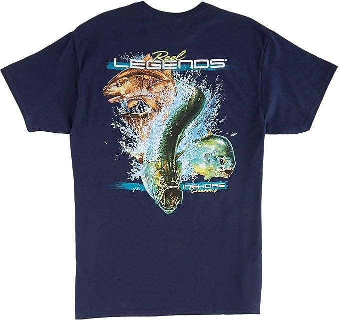 NWT Reel Legends Men’s Navy Blue Short Sleeve Inshore Dreams T-Shirt Large