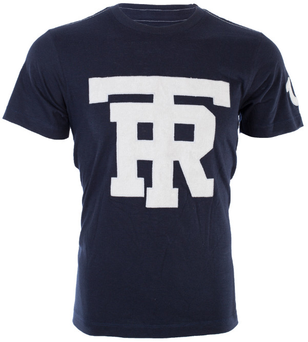 $79 TRUE RELIGION Navy UNIVERSITY OF TR Short Sleeve Applique Graphic T-shirt gallery