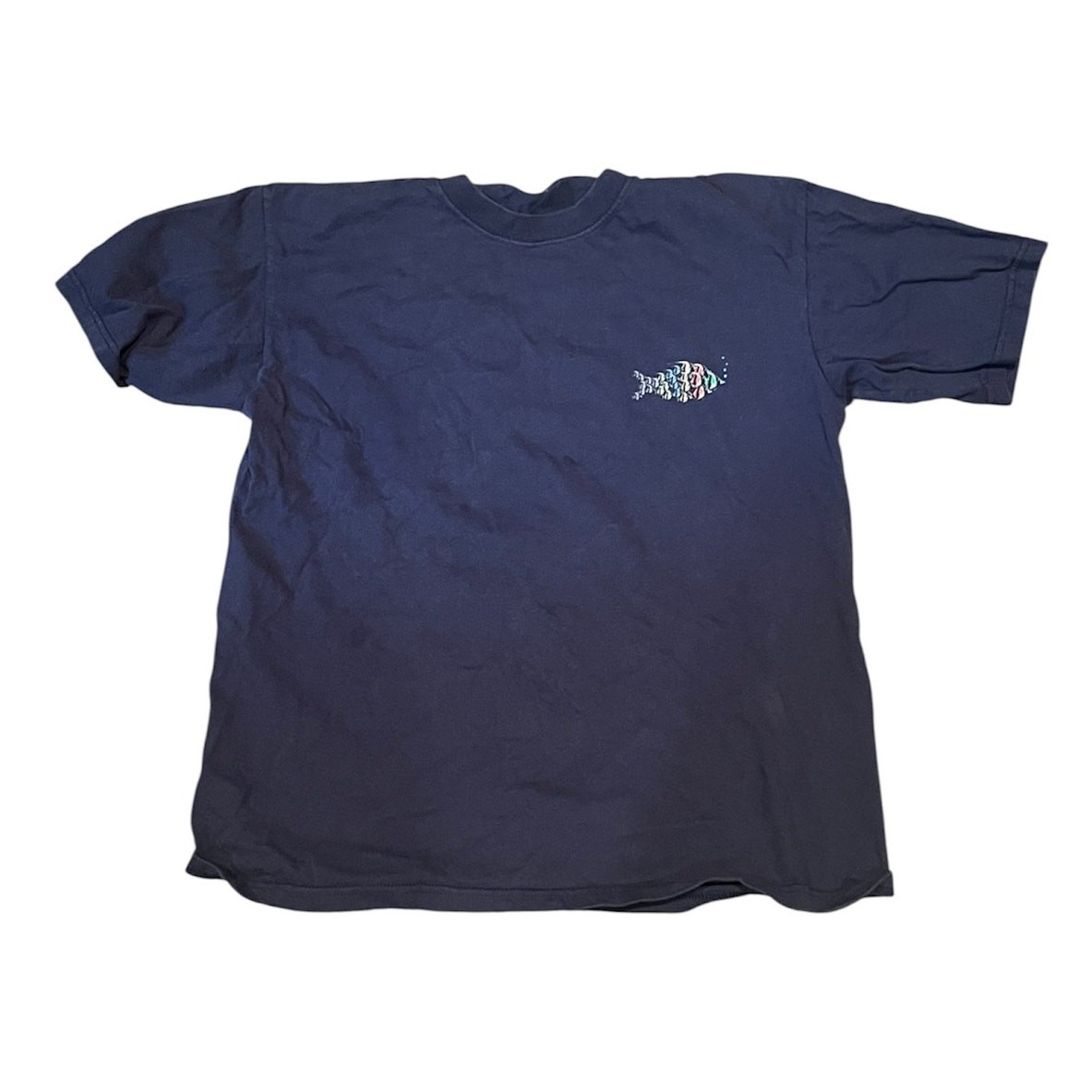 Vintage 90s Fish Blue Navy Shirt Graphic Ocean Casual Streetwear Retro Cotton gallery