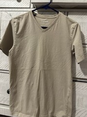 Express Men’s Solid Beige V-Neck Short Sleeve T-Shirt Size M Regular