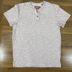 Bruno Milano Red & White SUPER SOFT Lightweight Short Sleeve Henley Shirt Sz S