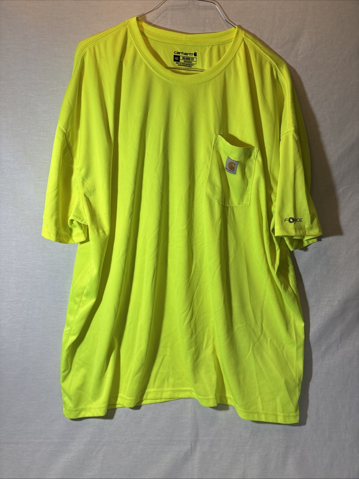 Carhartt Relaxed Fit High Visibility Mesh Pocket T-Shirt Neon Yellow Mens 4XL