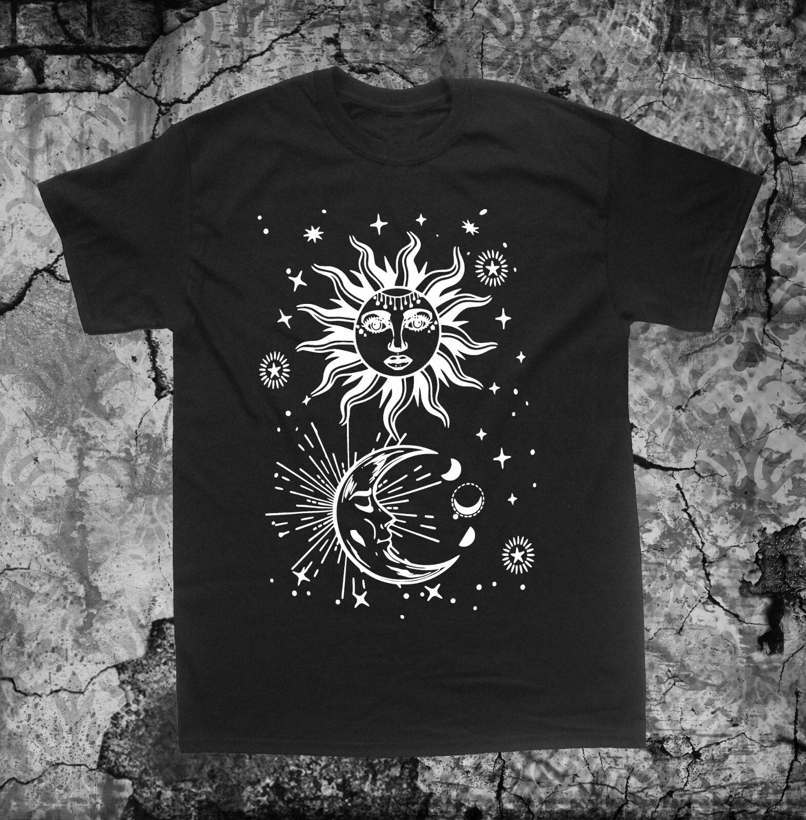 Sun Moon Shirt – Occult pentacle star Punk Metal grunge gothic hippie pentagram