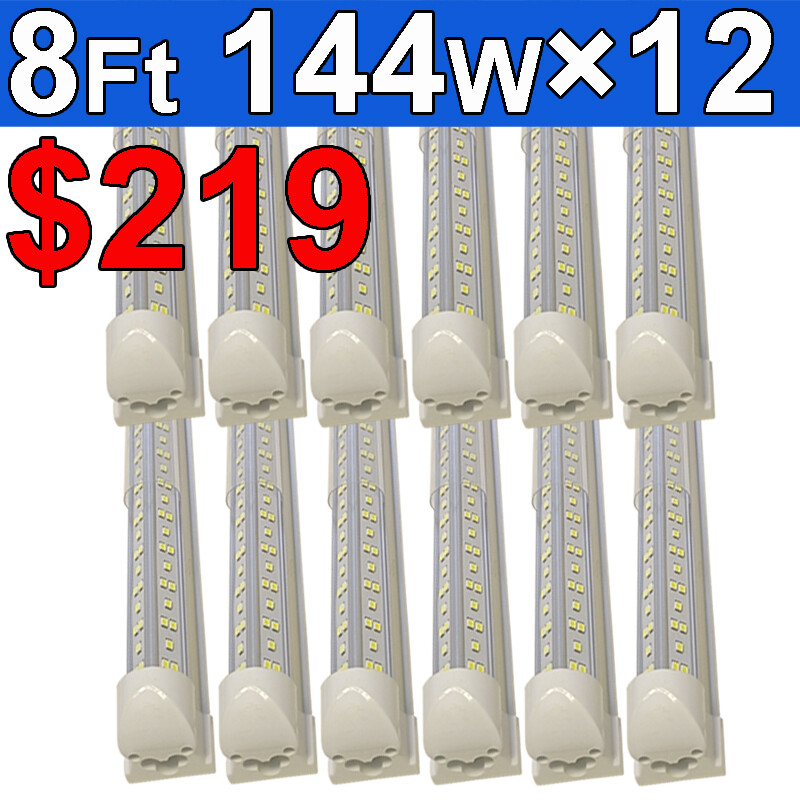 8Ft LED Shop Light T8 LED Tube Lights High Output Linkable Shop Lights with Plug