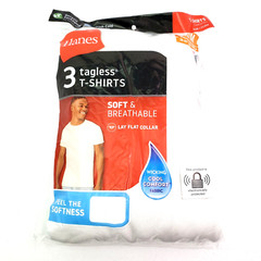Hanes Mens Size M 38-40 White Soft And Breathable Tagless T-Shirts 3 Pack