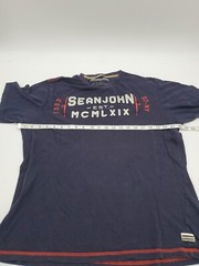 Sean John Large Blue Graphics Men Patch Logo Men Shirt.#47376