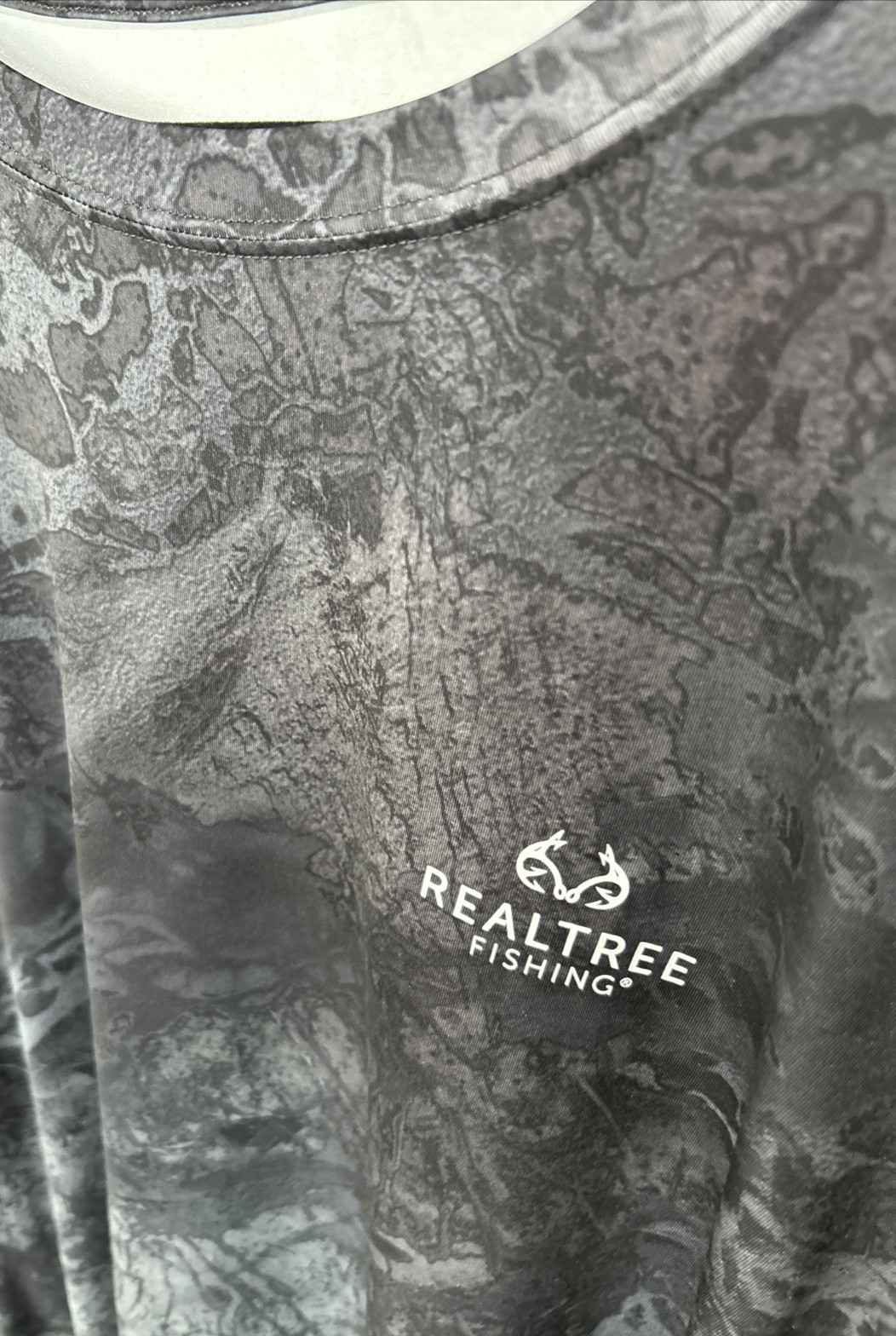 REALTREE Men’s 3XL Fishing Long Sleeve Crew Neck T-Shirt Charcoal