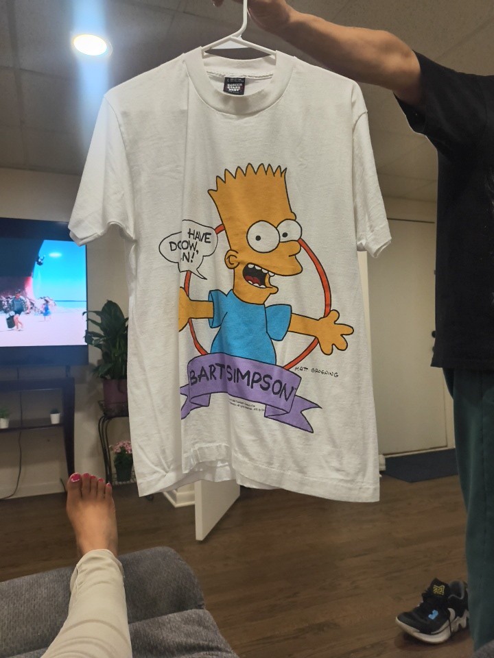 90’s NOS Vintage Large Bart Simpson Single Stitch White T-shirt. Made In USA. gallery