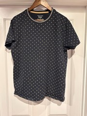 CRAFT + FLOW Shirt Mens Large Black All Over Print Knitwear Short Sleeve
