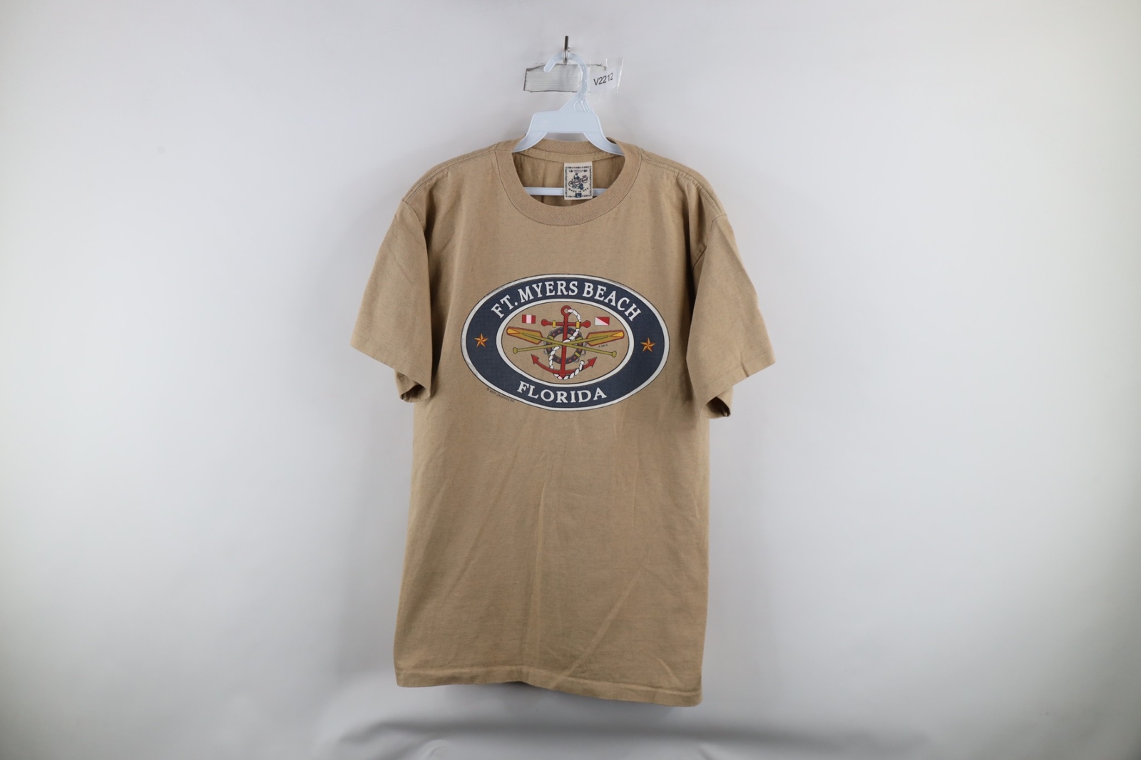 Vintage 90s Streetwear Mens Large Spell Out Ft Myers Beach Florida T-Shirt USA