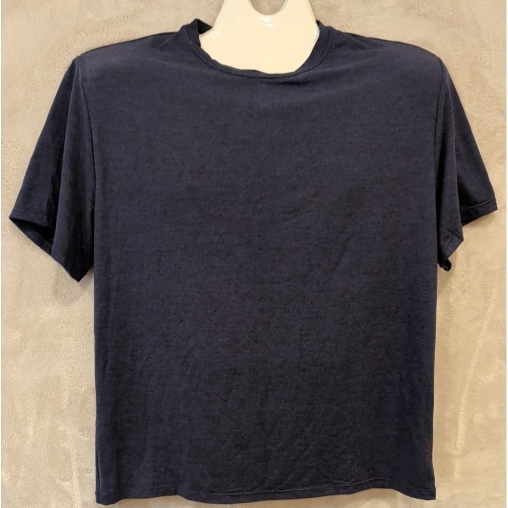 Men's Navy Blue Stretch T-Shirt Size S Polyester Elastane Athletic Casual Tee gallery