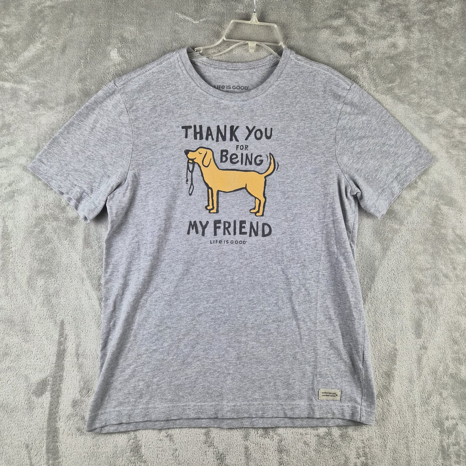 Life Is Good Shirt Mens Medium Gray Thank You For Being My Friend Dog Graphic T gallery