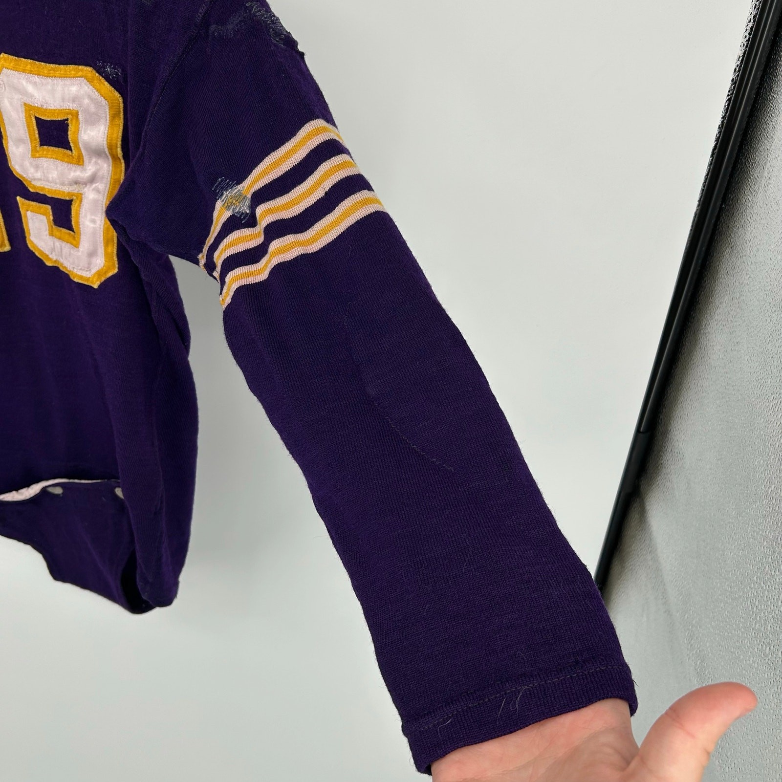 VTG 20s 30s Purple O'Shea Knitting Mills Wool Button Crotch Football Jersey 42 gallery