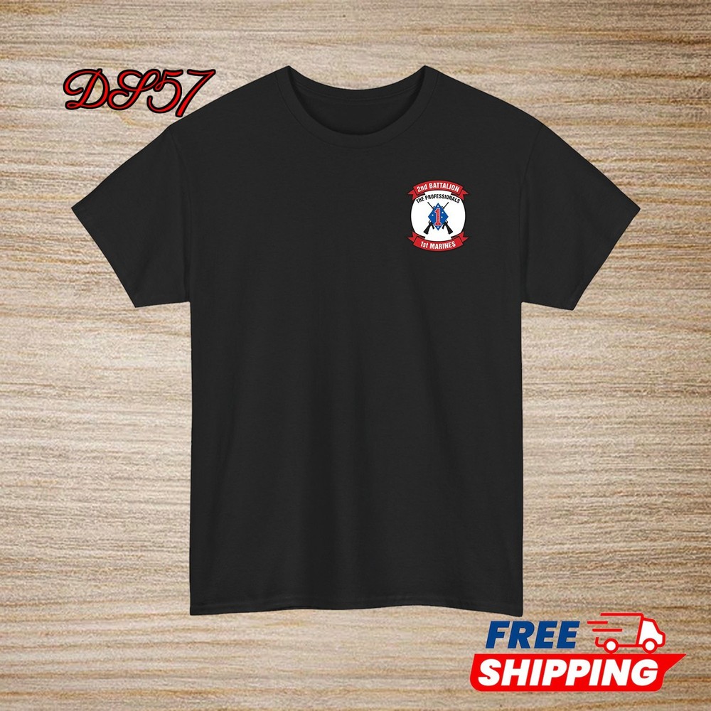 2nd Battalion 1st Marine Regiment USMC Small Logo T-Shirt S-5XL Made In USA