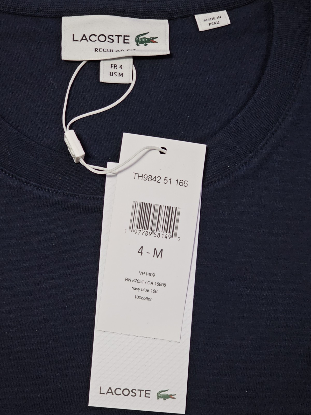 Lacoste Men's Regular Fit Navy Blue Logo Striped T-shirt Medium gallery