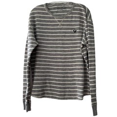 American Eagle Outfitters Slim Fit Men Large Gray Warm Thermal Waffle Knit Shirt