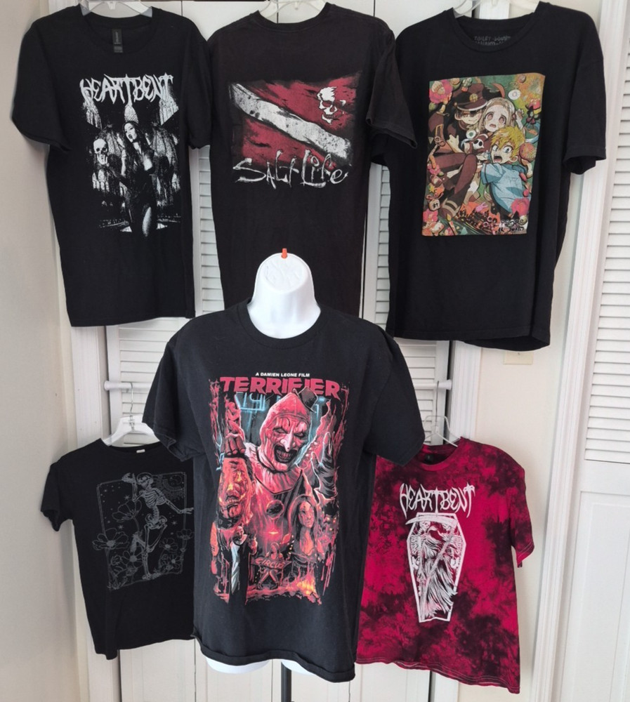 Skulls, Reaper, Skeleton, Terror, Scary T-shirts-Lot of 6 -Varied Sizes