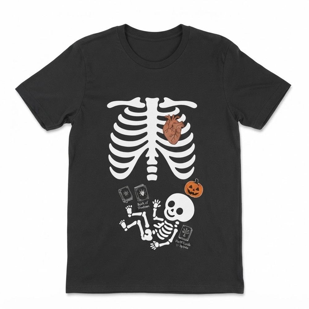 Skeleton Halloween Maternity T-Shirt, Skeleton Pregnant Shirt Pregnant Halloween